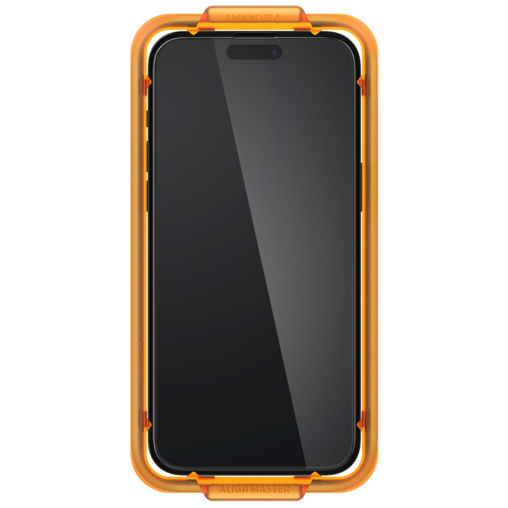 Film de protection écran Spigen GlastR Align Master pour Apple iPhone 15, Verre Trempé, Full Glue, Lot de 2 pièces, Noir AGL06906
