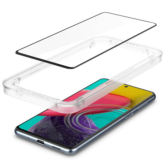 Film de protection écran Spigen GlastR Align Master pour Samsung Galaxy M53 M536, Verre Trempé, Full Glue, Noir