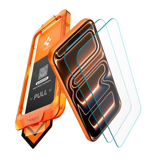Film de protection écran Spigen GlastR AlignMaster S pour Apple iPhone 18 Pro / 17 Pro, Verre Trempé, Collage Complet, Lot de 2 pièces AGL10105