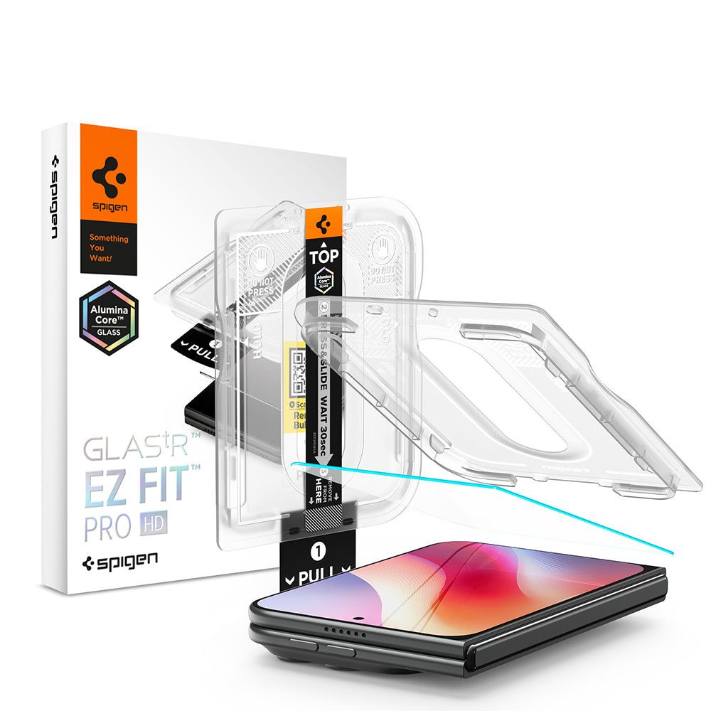 Film de protection écran extérieur Spigen GlastR EZ FIT Pro HD pour Apple iPhone Duo, Verre trempé, Full Glue AGL12014