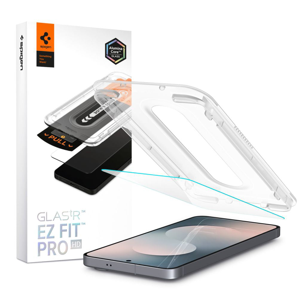Film de protection écran Spigen GlastR EZ FIT Pro HD pour Samsung Galaxy S25 FE, Verre Trempé, Full Glue AGL10203