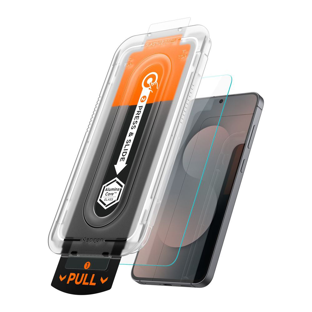 Film de protection écran Spigen GlastR EZ FIT Pro HD pour Samsung Galaxy S25 FE, Verre Trempé, Full Glue AGL10203