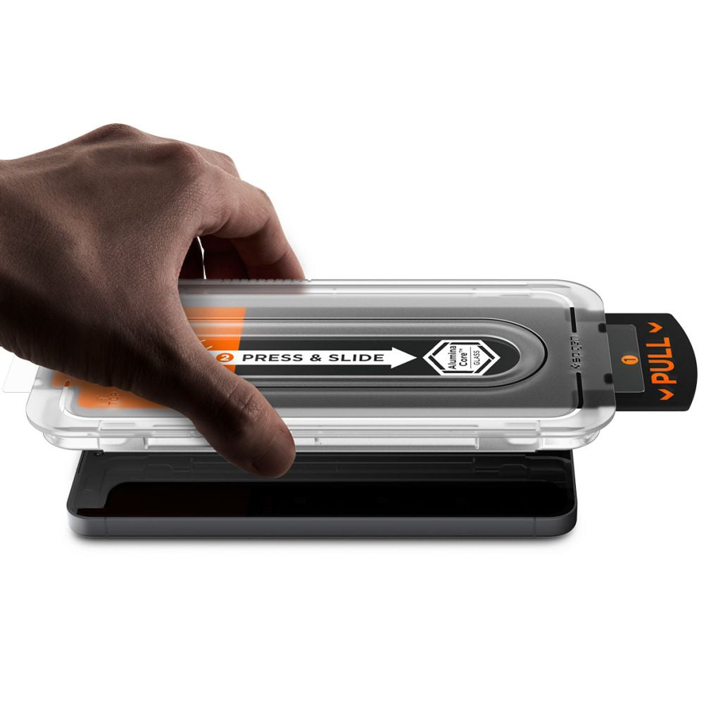 Film de protection écran Spigen GlastR EZ FIT Pro HD pour Samsung Galaxy S25 FE, Verre Trempé, Full Glue AGL10203