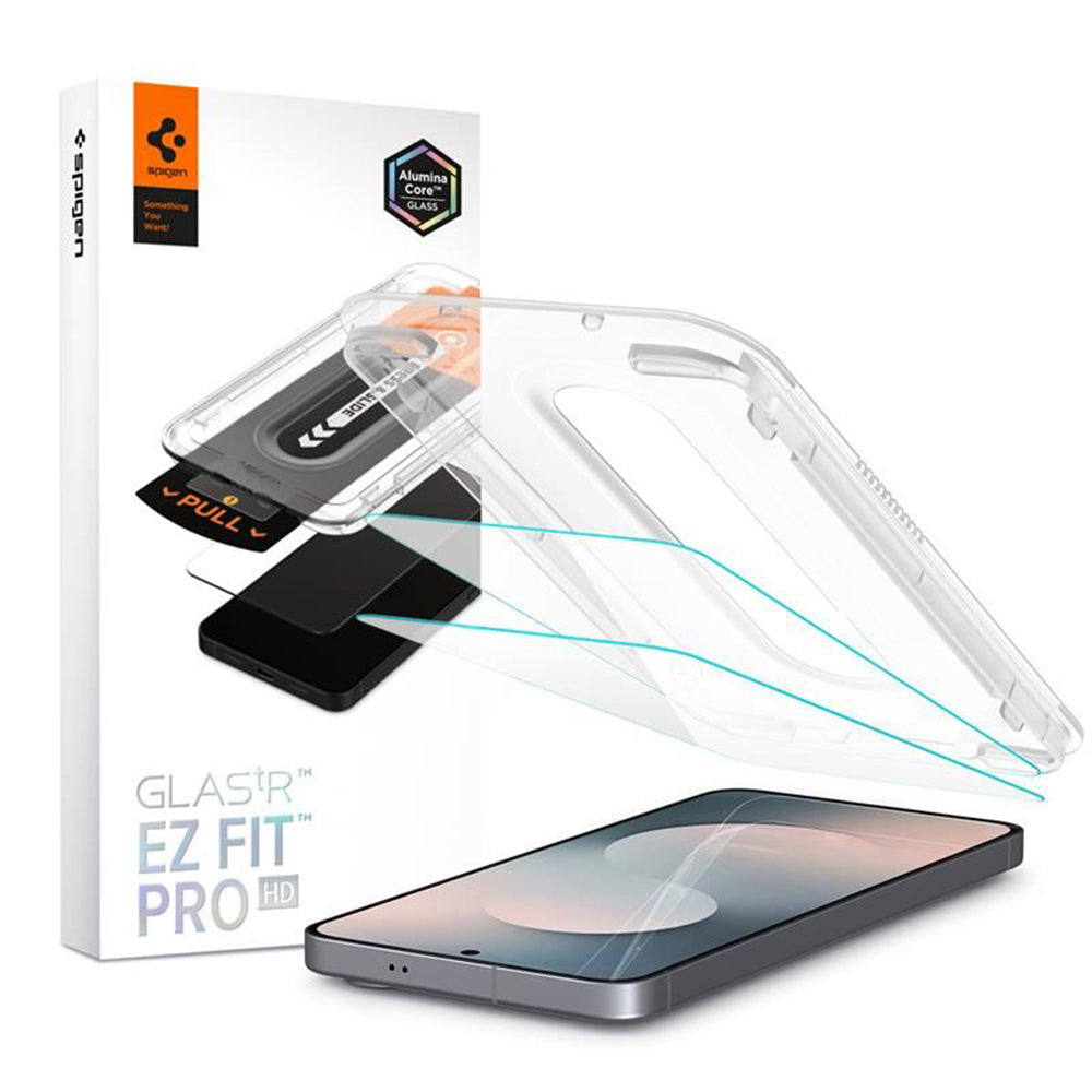 Film de protection écran Spigen GlastR EZ FIT Pro HD pour Samsung Galaxy S25 FE, Verre Trempé, Full Glue, Set 2 pièces AGL10202