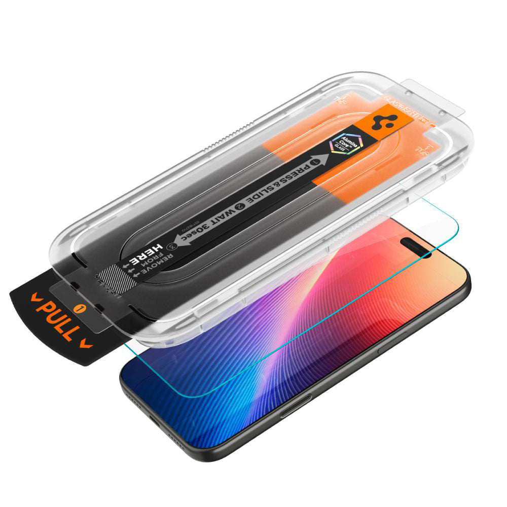 Film de protection d'écran Spigen GlastR EZ FIT Pro pour Apple iPhone 17 Pro / 17 / 16 Pro, Verre Trempé, Full Glue
