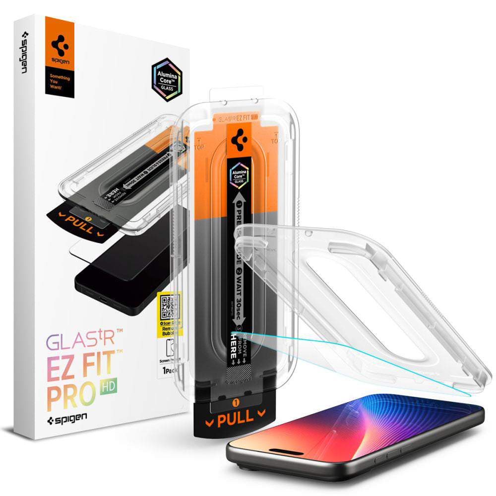 Film de protection d'écran Spigen GlastR EZ FIT Pro pour Apple iPhone 17 Pro / 17 / 16 Pro, Verre Trempé, Full Glue