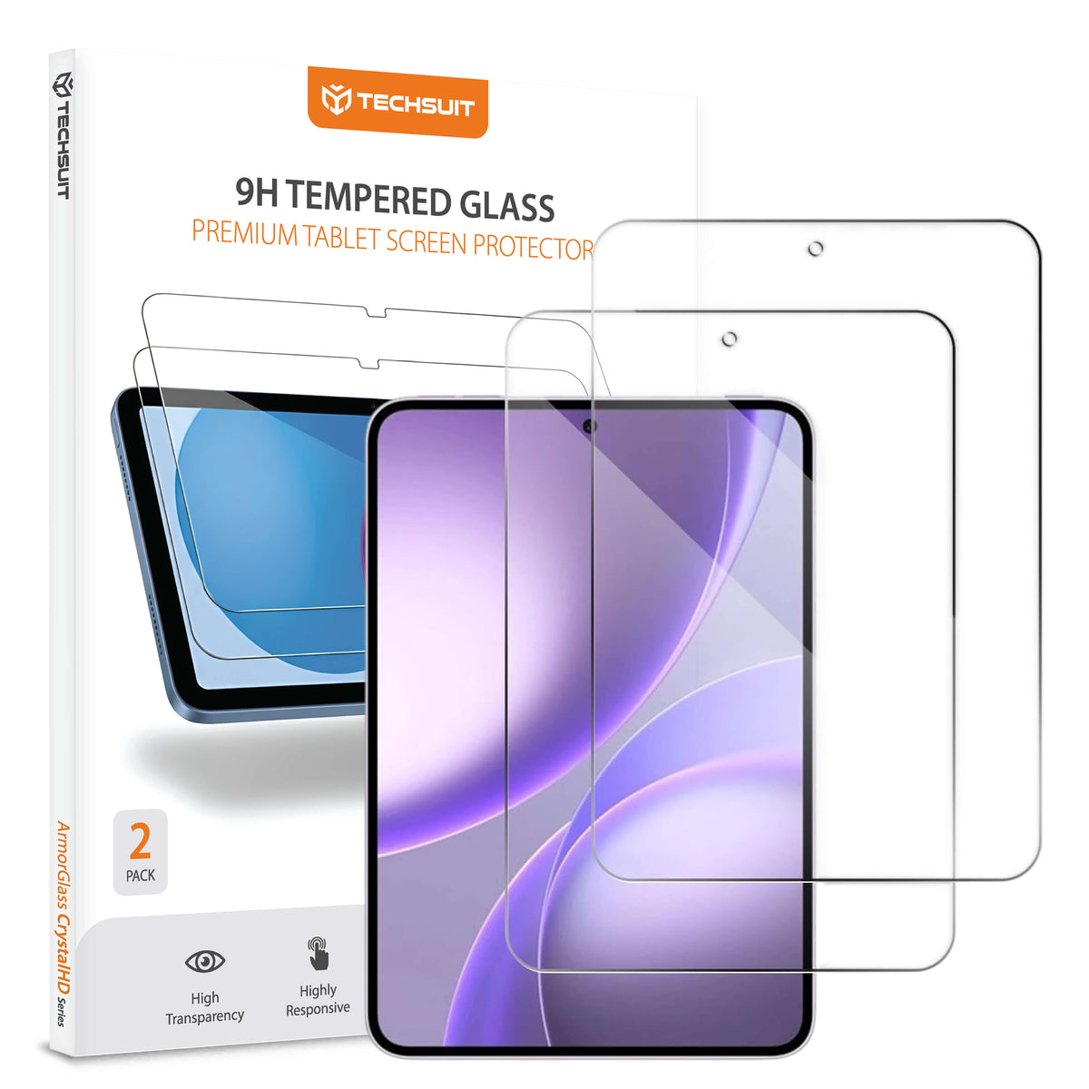 Film de protection d'écran Techsuit ArmorGlass CrystalHD pour Oppo Pad Mini, Verre trempé, Collage complet, Lot de 2 pièces