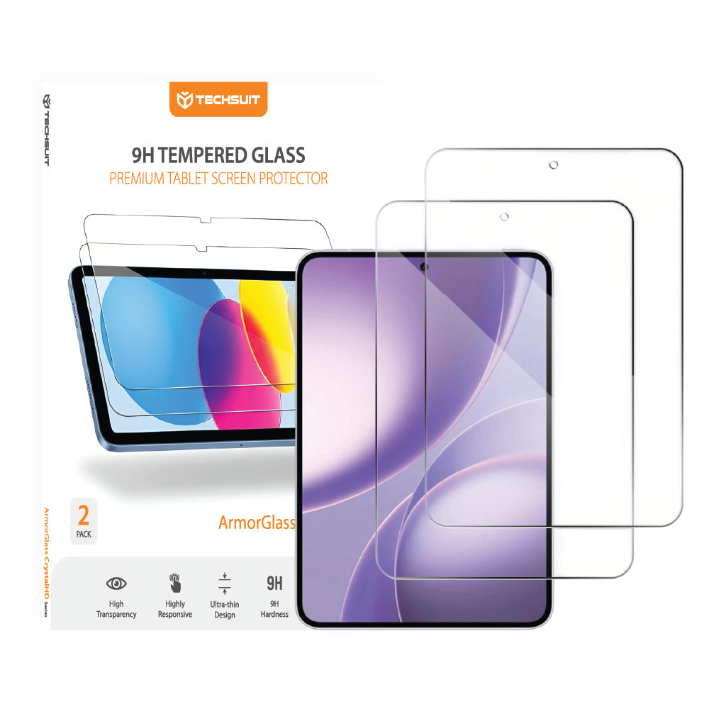 Film de protection d'écran Techsuit ArmorGlass CrystalHD pour Oppo Pad Mini, Verre trempé, Collage complet, Lot de 2 pièces