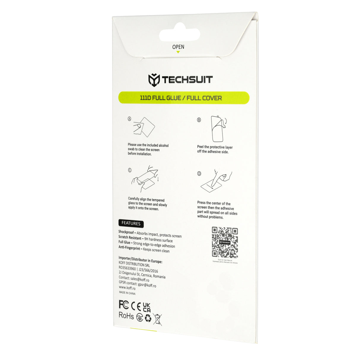Film de protection d'écran Techsuit pour Apple iPhone Duo, Verre trempé, Full Glue, 111D, Noir