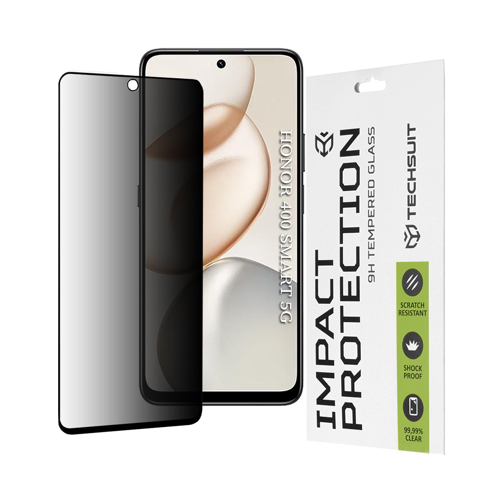Film de protection d'écran Privacy Techsuit pour Honor 400 Smart 4G / X7d 4G / 400 Smart 5G / X7c, Verre Trempé, Full Glue, 111D