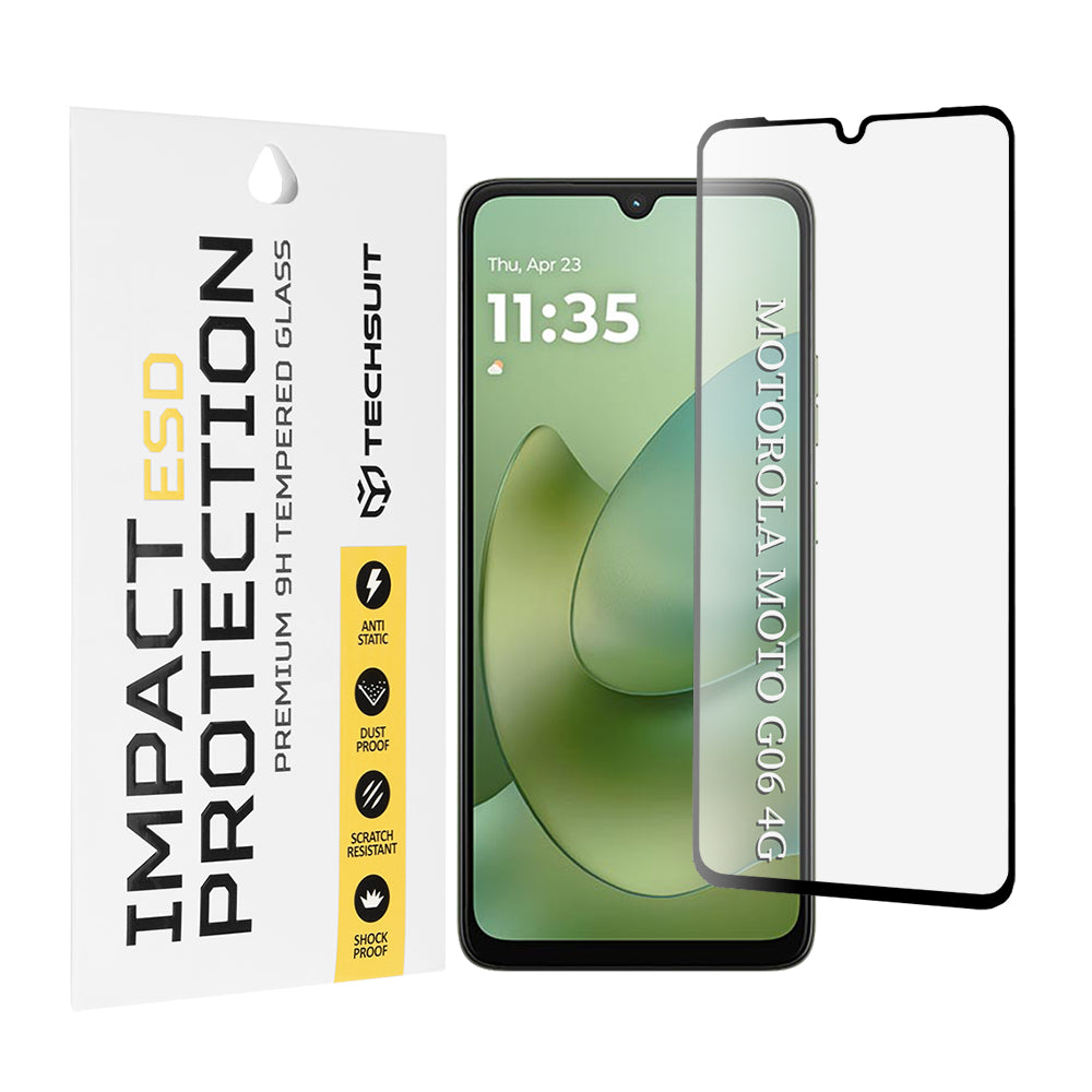 Film de protection d'écran Techsuit pour Motorola Moto G06 Power / G06, Verre Trempé, Full Glue, Noir