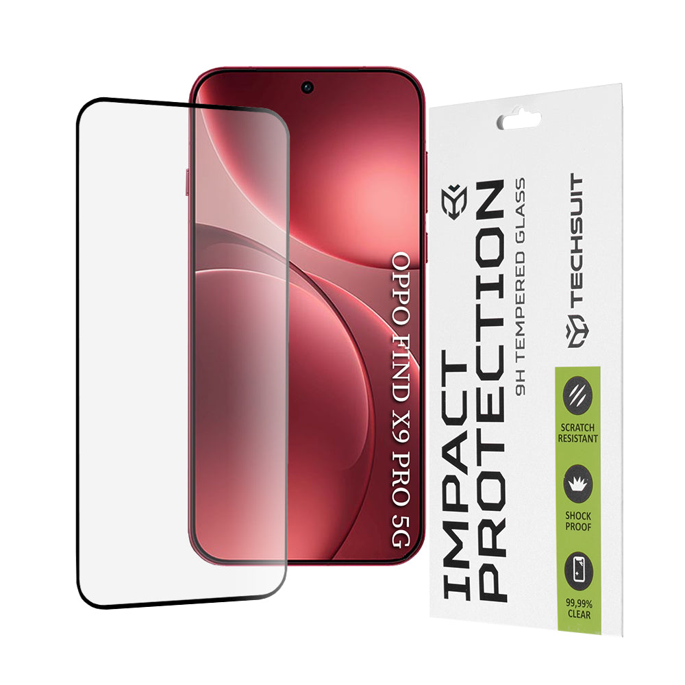 Film de protection d'écran Techsuit pour Oppo Find X9 Pro, Verre Trempé, Full Glue, 111D, Noir