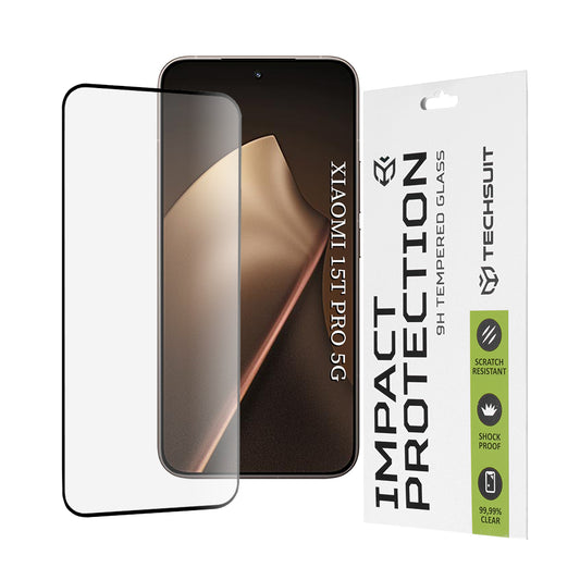 Techsuit Screen Protector for Xiaomi 15T Pro, Tempered Glass, Full Glue, 111D, Black