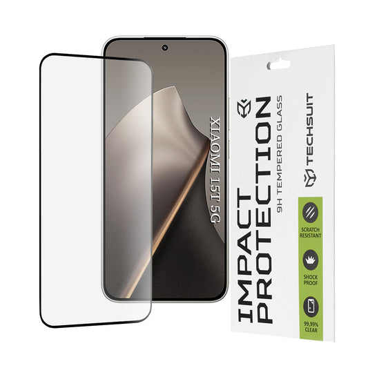 Techsuit Screen Protector for Xiaomi 15T, Tempered Glass, Full Glue, 111D, Black