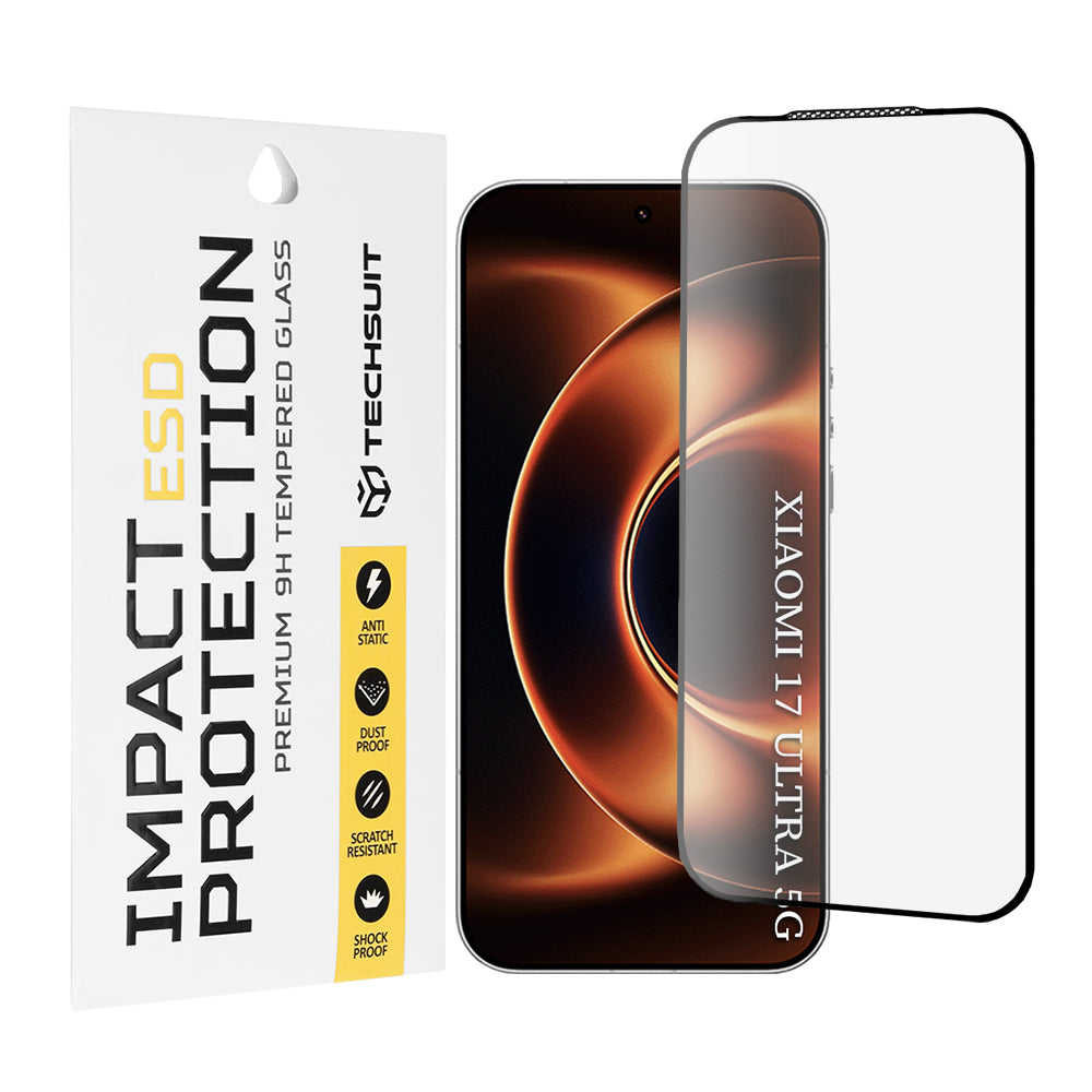 Techsuit Screen Protector for Xiaomi 17 Ultra, Tempered Glass, Full Glue, Black