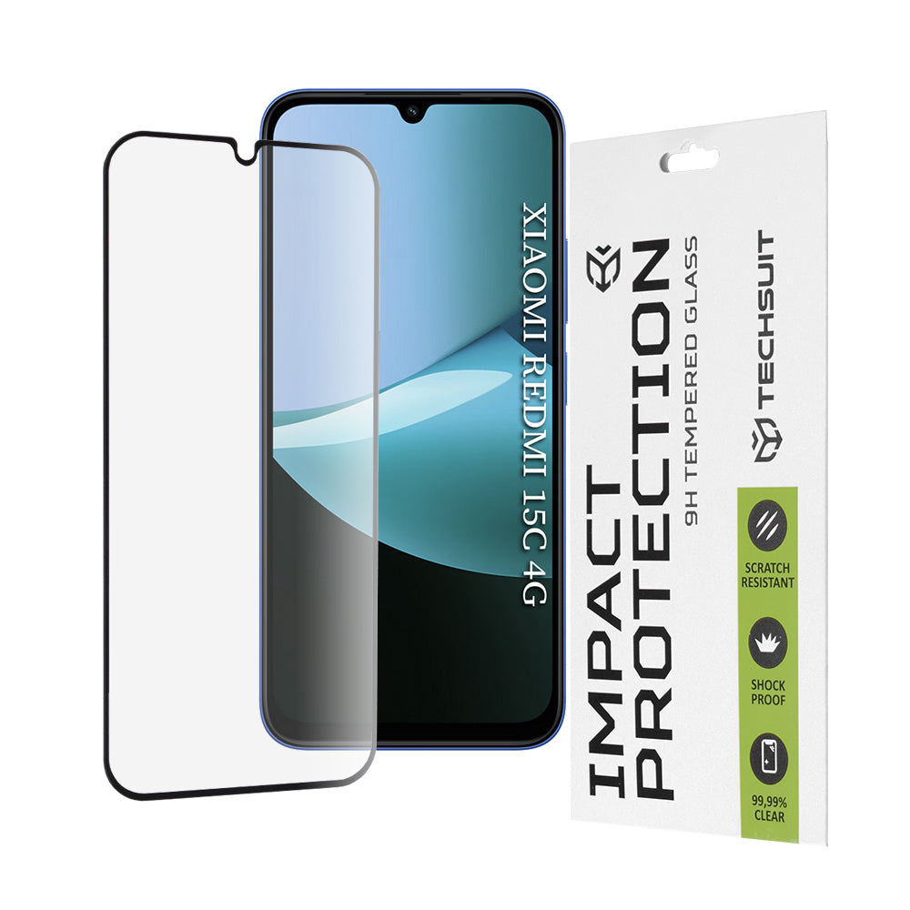 Film de protection d'écran Techsuit pour Xiaomi Redmi 15C 5G / 15C 4G, Verre trempé, Full Glue, 111D, Noir