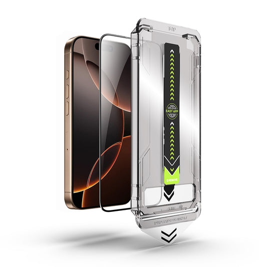 Film de protection d'écran Techsuit TitanGlass pour Apple iPhone 16 Pro Max, Verre Trempé, Collage Complet, Noir