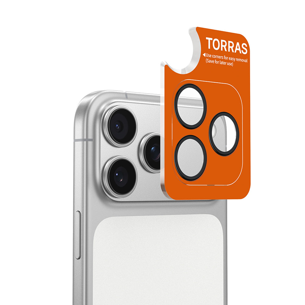 Film de protection pour caméra arrière Torras Lensguard pour Apple iPhone 17 Pro Max / 17 Pro, Verre trempé, Orange
