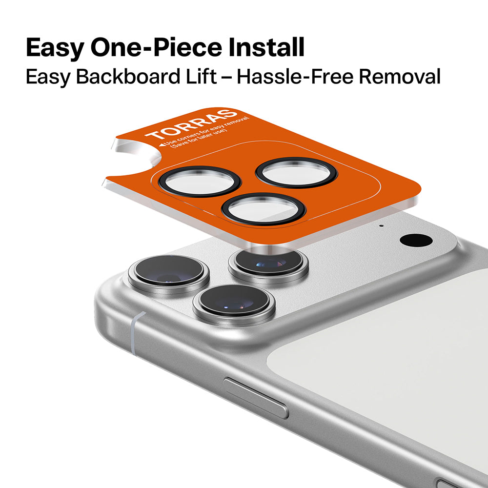 Film de protection pour caméra arrière Torras Lensguard pour Apple iPhone 17 Pro Max / 17 Pro, Verre trempé, Orange