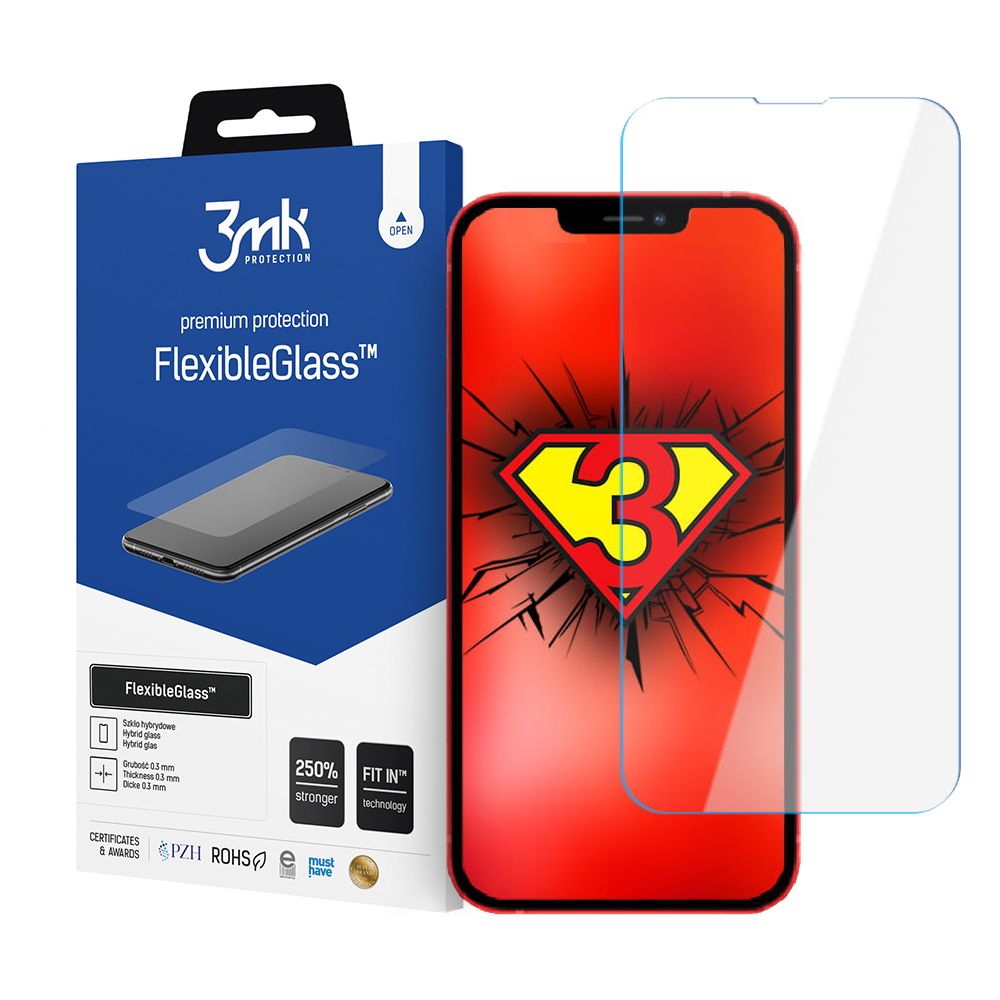 Film de protection d'écran 3MK FlexibleGlass pour Apple iPhone 17e / 16e / 14 / 13 Pro, Verre Flexible, Collage Complet
