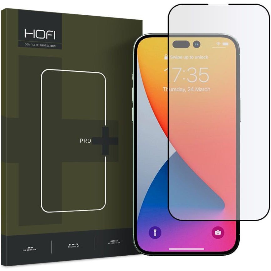 Film de protection écran HOFI pour Apple iPhone 14 Pro Max, Verre Trempé, Full Glue, Noir