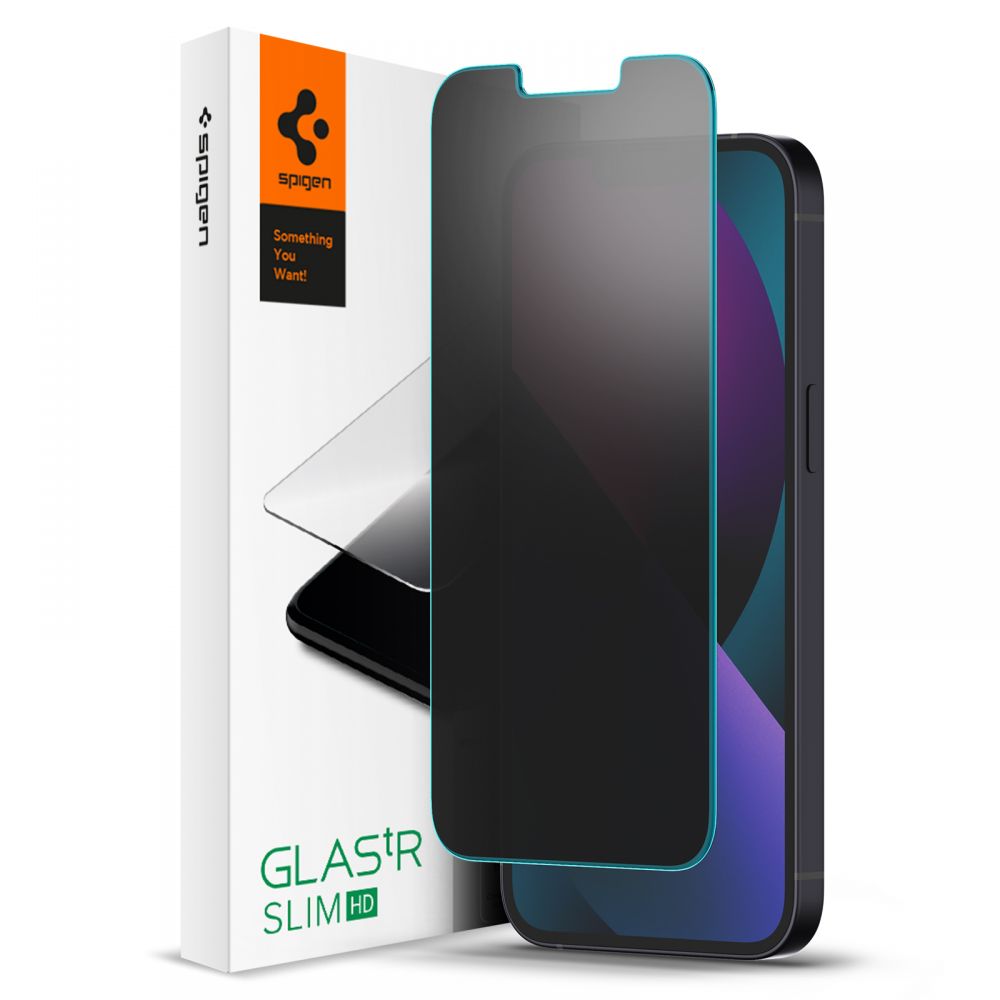 Film de protection écran Privacy Spigen GlastR Slim pour Apple iPhone 17e / 16e / 14 / 13 Pro, Verre Trempé, Full Glue AGL03393