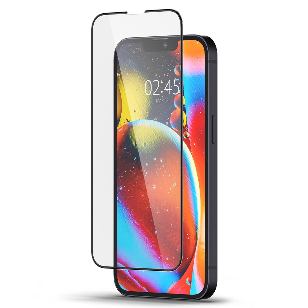 Film de protection d'écran Spigen GlastR Slim pour Apple iPhone 17e / 16e / 14 / 13 Pro, Verre Trempé, Full Glue, Noir AGL03392