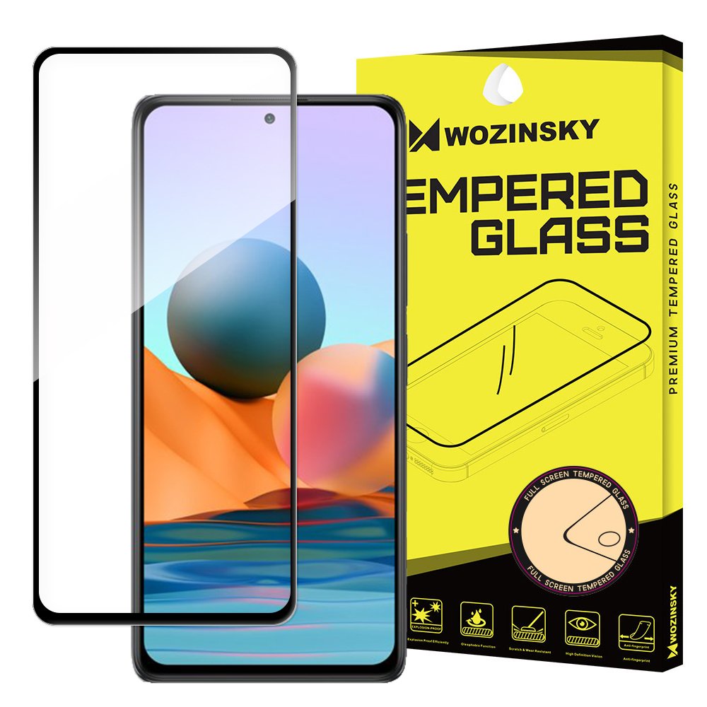 Film de protection d'écran WZK pour Xiaomi 12T / 12T Pro / Redmi Note 10 Pro, Verre Trempé, Colle Complète, Noir