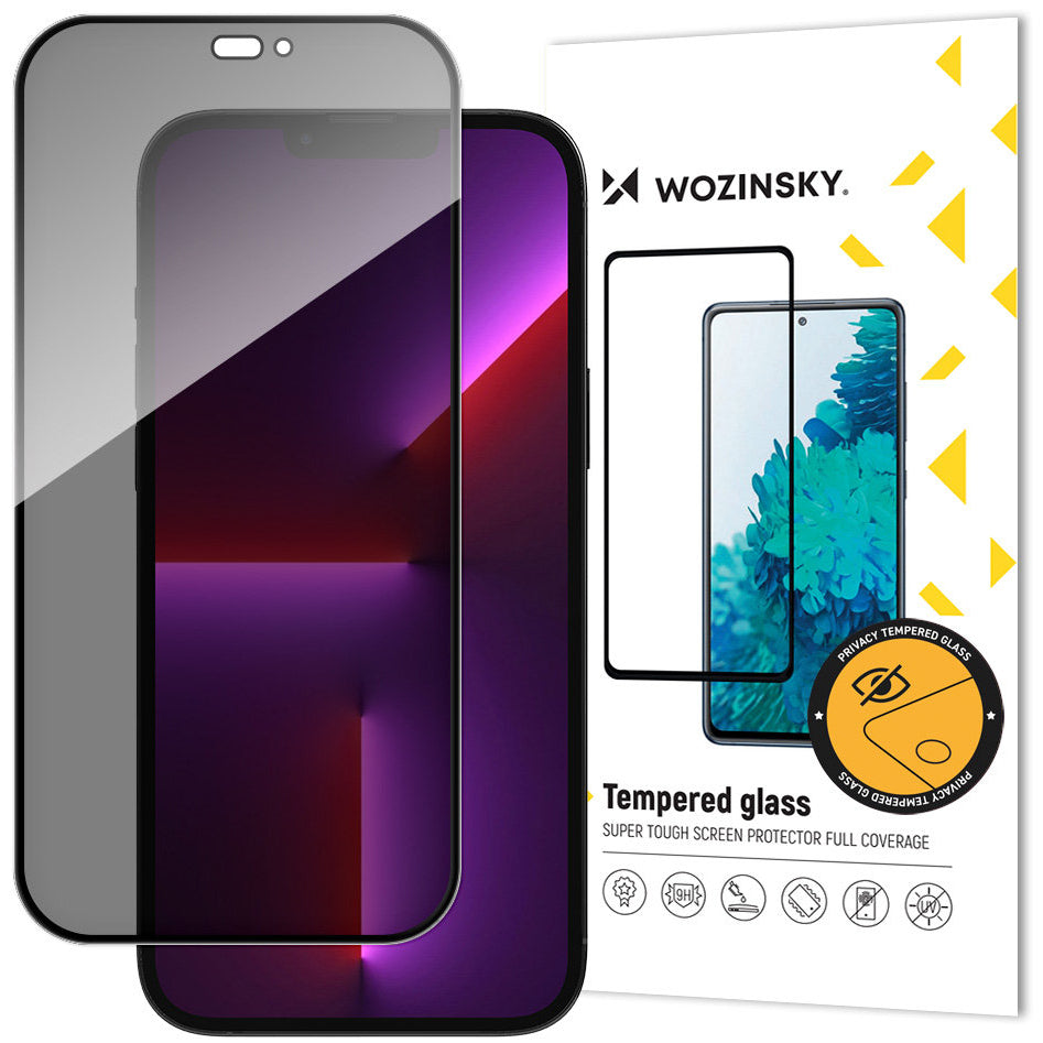 Film de protection écran Privacy WZK AntiSpy pour Apple iPhone 14 Pro, Verre Trempé, Full Glue