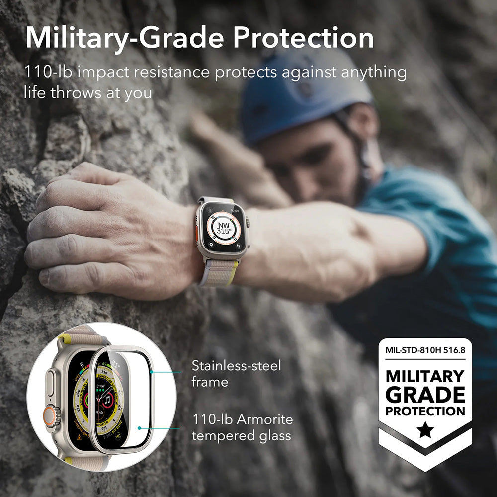 Film de protection ESR Armorite pour Apple Watch Ultra Series, Lot de 2 pièces, Verre Trempé, Bronze