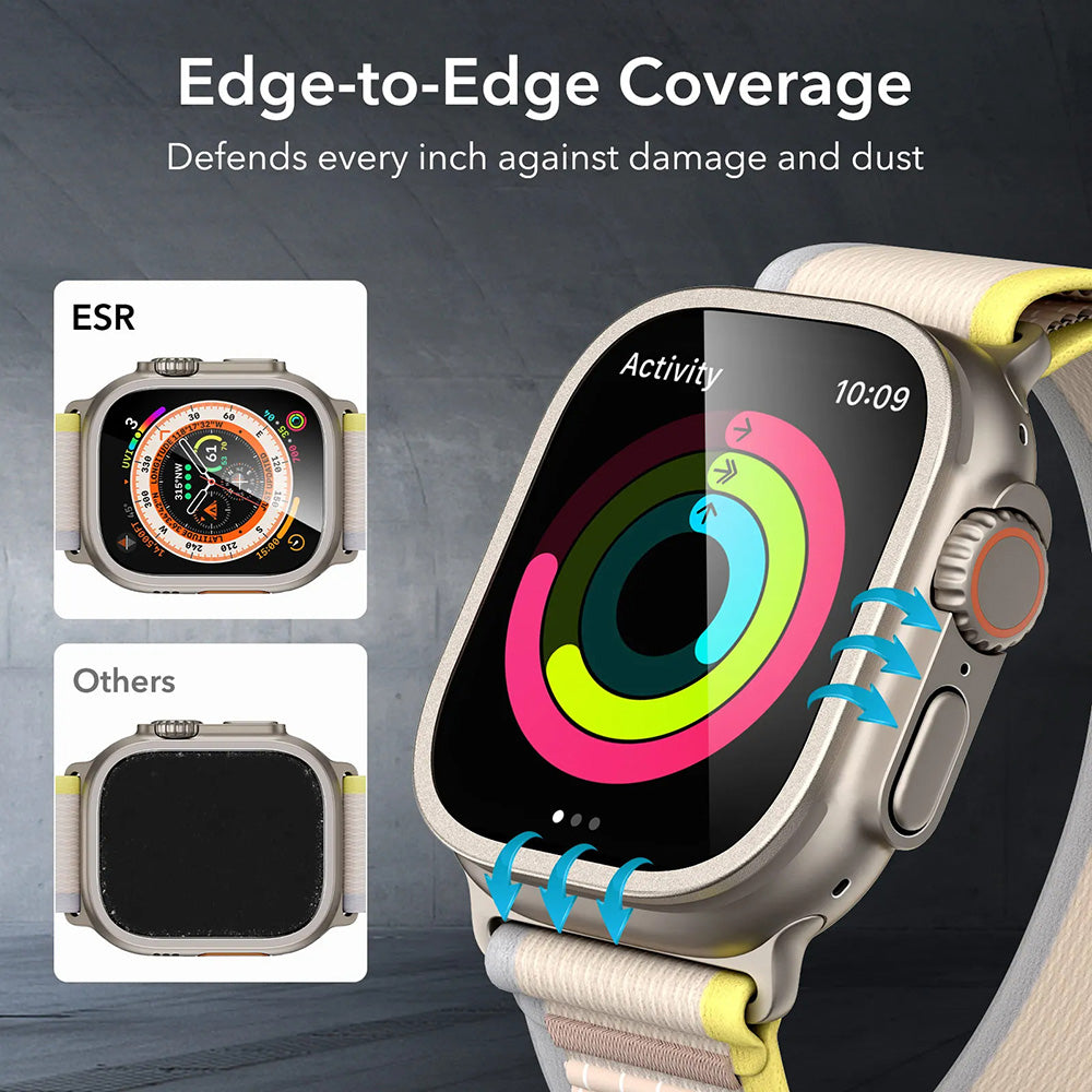 Film de protection ESR Armorite pour Apple Watch Ultra Series, Lot de 2 pièces, Verre Trempé, Bronze