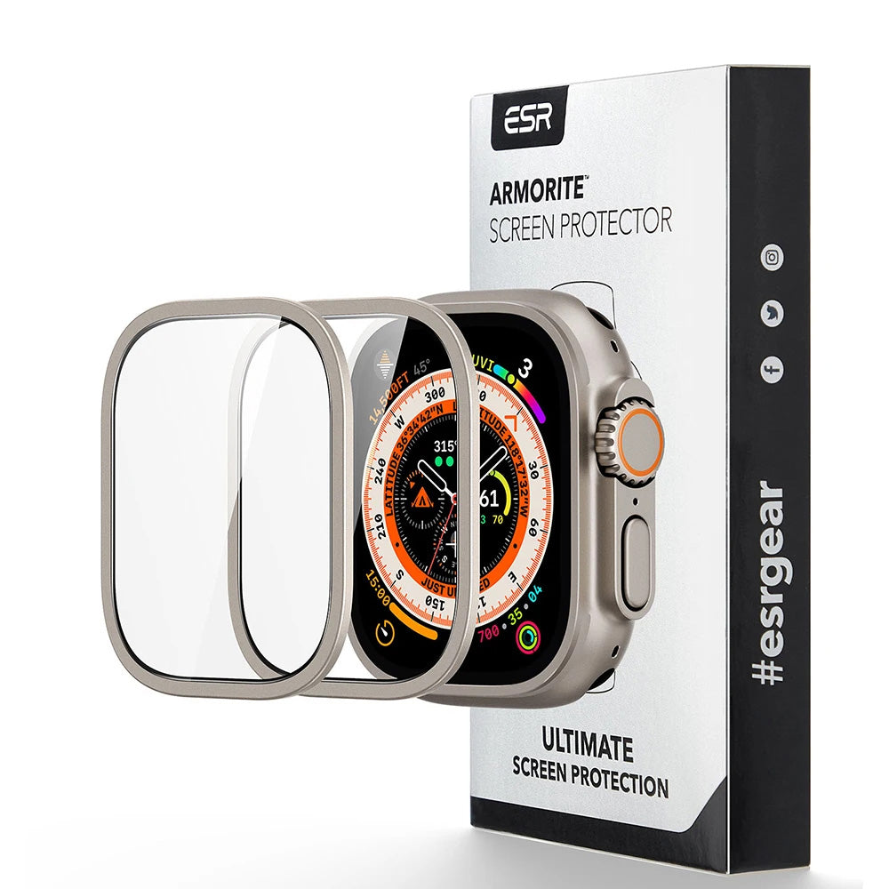Film de protection ESR Armorite pour Apple Watch Ultra Series, Lot de 2 pièces, Verre Trempé, Bronze