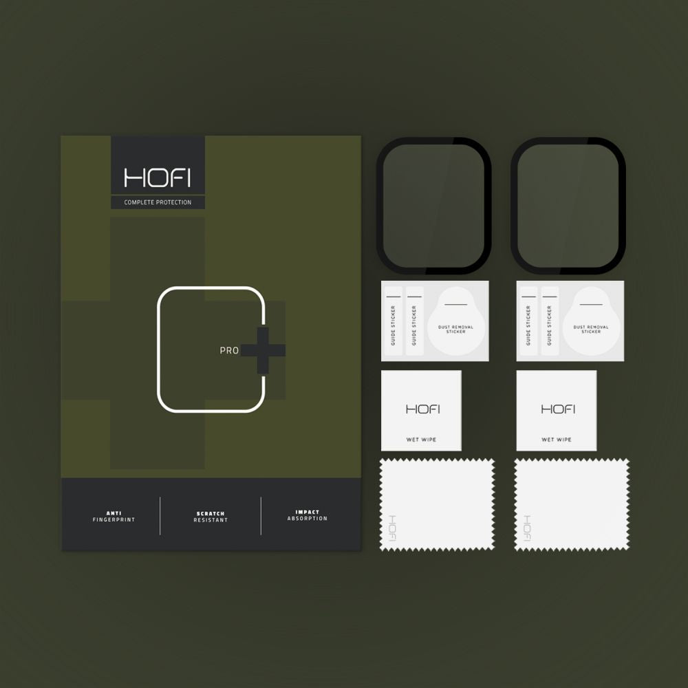 Film de protection HOFI Hybrid PRO+ pour Apple Watch 41mm Series, Lot de 2 pièces, Plastique, Noir