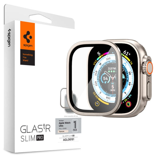 Spigen GLAStR Slim Pro Titanium pour Apple Watch Ultra Series, Film protecteur, Verre, Protégé AGL06161