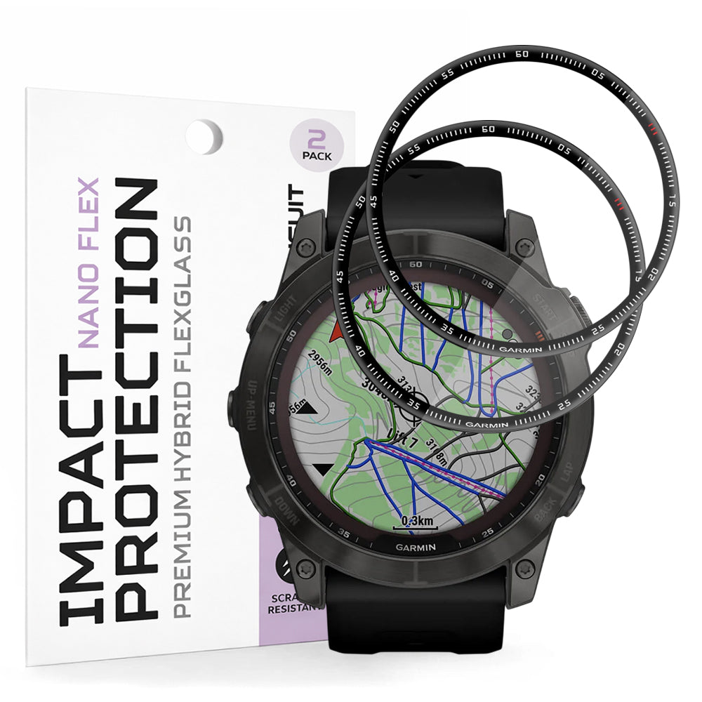 Film de protection Techsuit Nano Flex pour Garmin Fenix 7X, Set de 2 pièces, Plastique, Noir