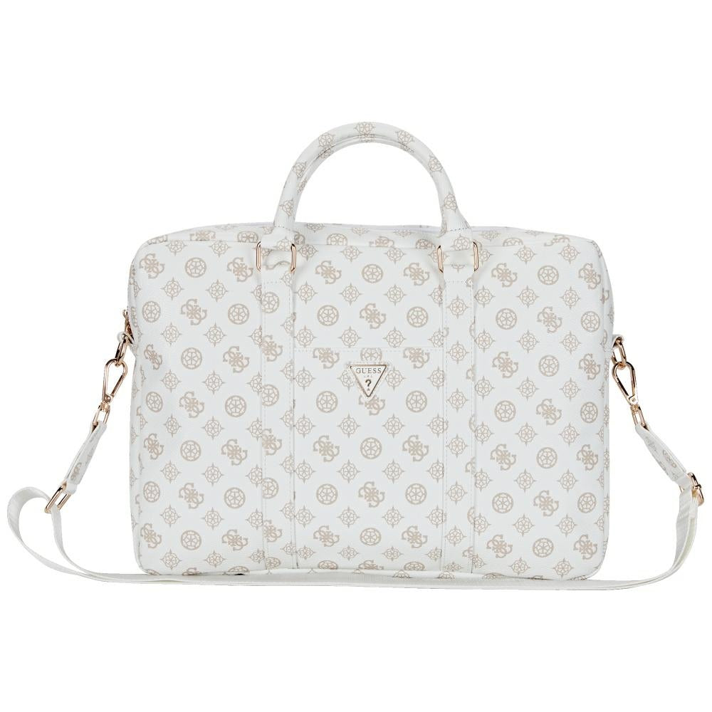 Guess Peony Triangle Logo Bag for 16inch Laptop, White