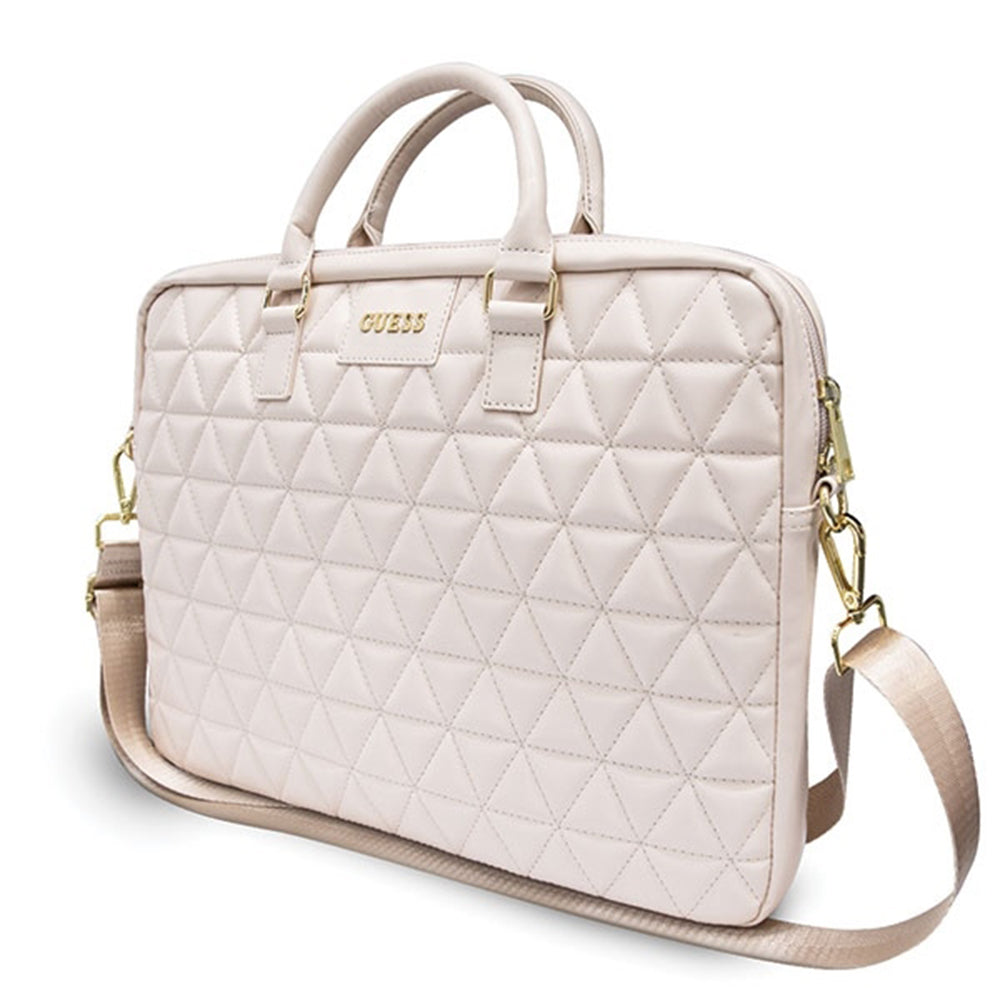 Sac Guess matelassé pour ordinateur portable 15 pouces, Rose