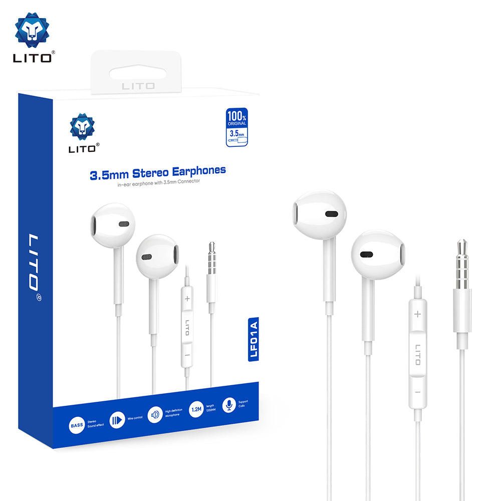 Handsfree 3.5mm Lito LF01A, Blanc