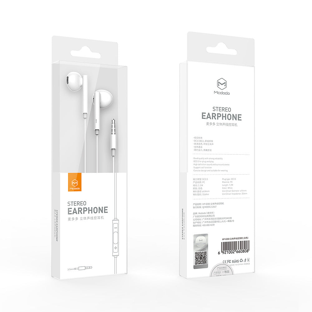Handsfree 3.5mm McDodo HP-6080 Element, Blanc
