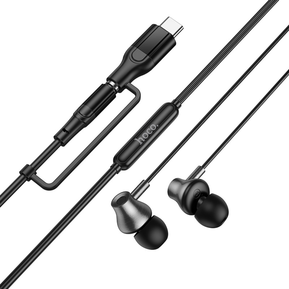 Écouteurs mains libres 3,5 mm / USB-C HOCO M119A, Noir