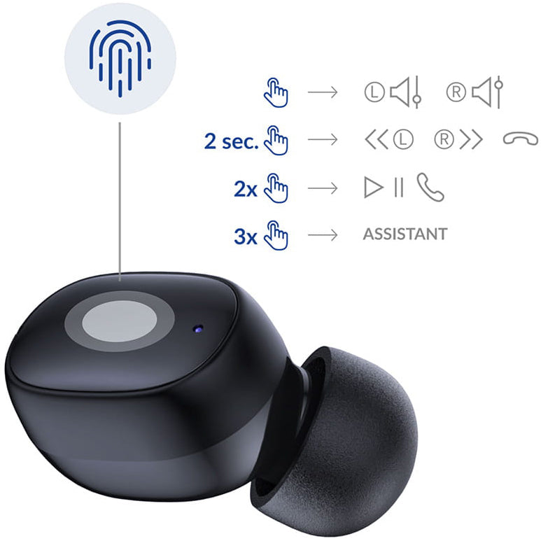 Écouteurs Bluetooth sans fil 3MK FlowBuds, TWS, Noir
