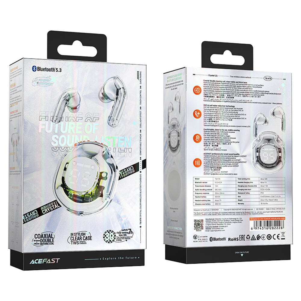 Écouteurs Bluetooth Acefast T8, TWS, Blanc
