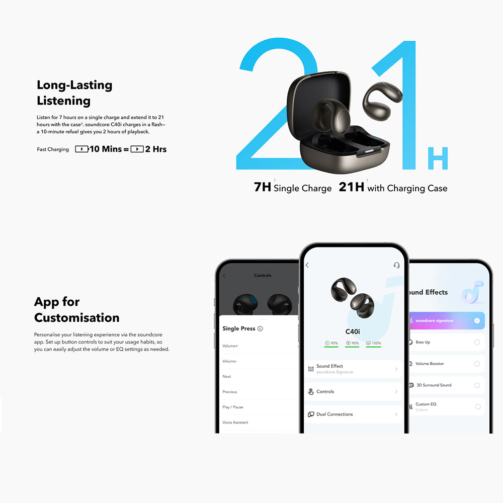 Kit mains libres Bluetooth Anker SoundCore C40i, TWS, MultiPoint, Noir A3331GZ1