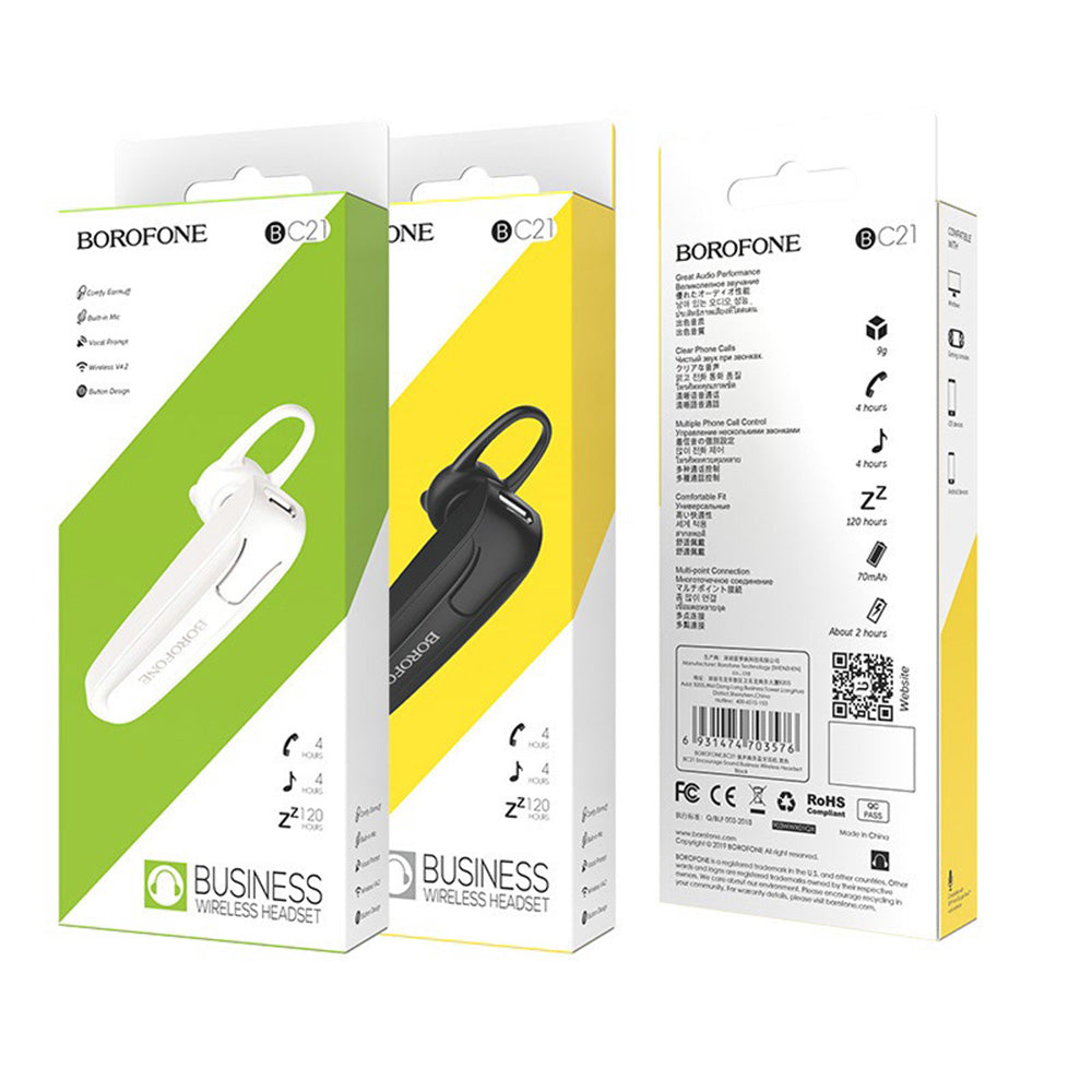 Kit mains libres Bluetooth Borofone Encourage BC21, MultiPoint, A2DP, Noir
