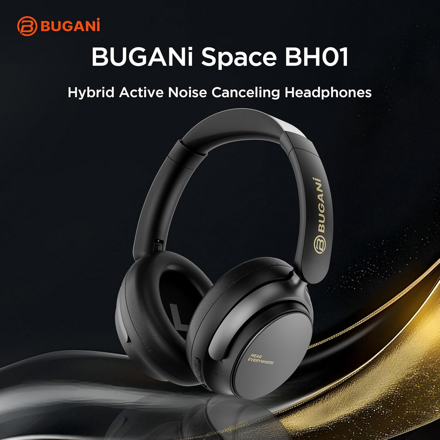 Kit mains libres Bluetooth Bugani Space BH01, MultiPoint, A2DP, ANC, Noir