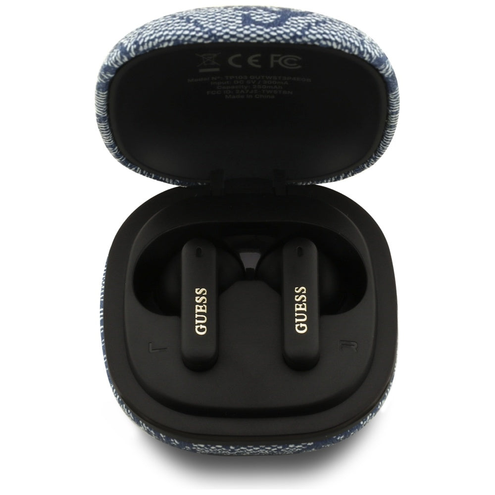 Kit mains libres Bluetooth Guess 4G Classic Metal Logo, TWS, Bleu