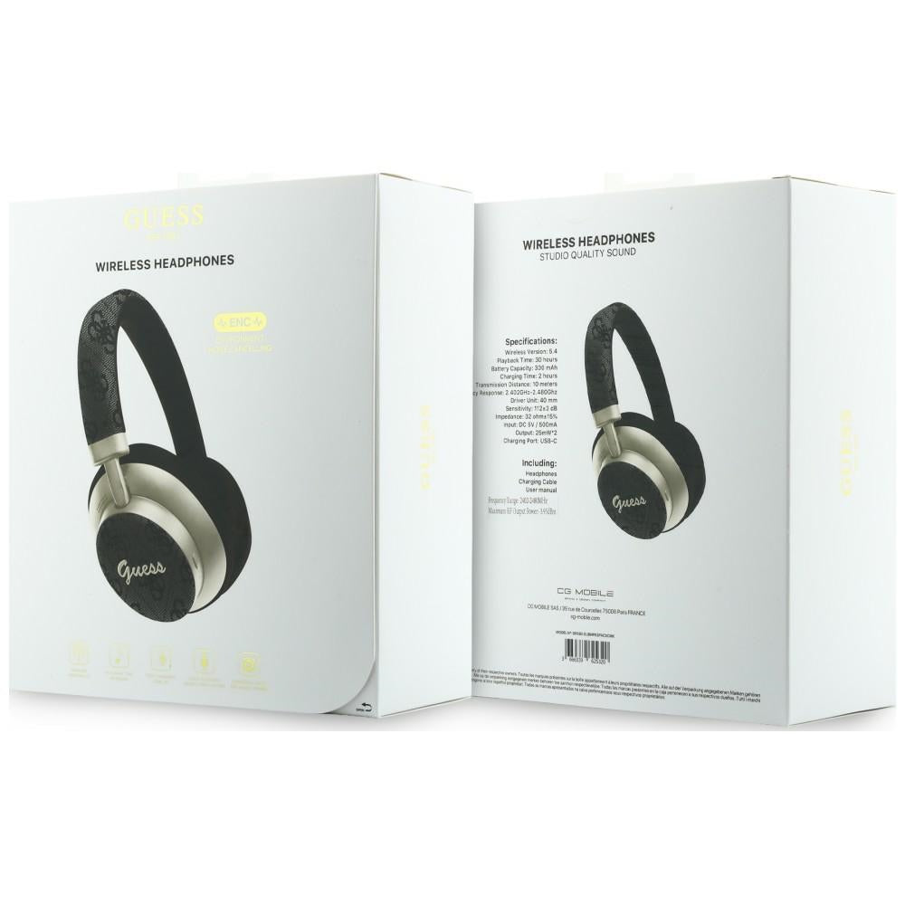 Kit mains libres Bluetooth Guess 4G Gold Script Metal, A2DP, Noir
