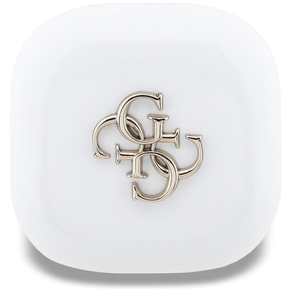 Kit mains libres Bluetooth Guess 4G Logo Métallique, TWS, Blanc