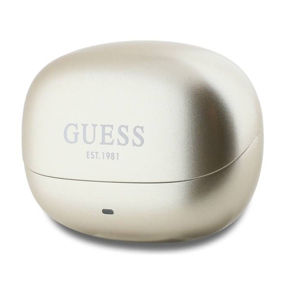 Handsfree Bluetooth Guess Capsule Logo Imprimé, TWS, ANC, Doré