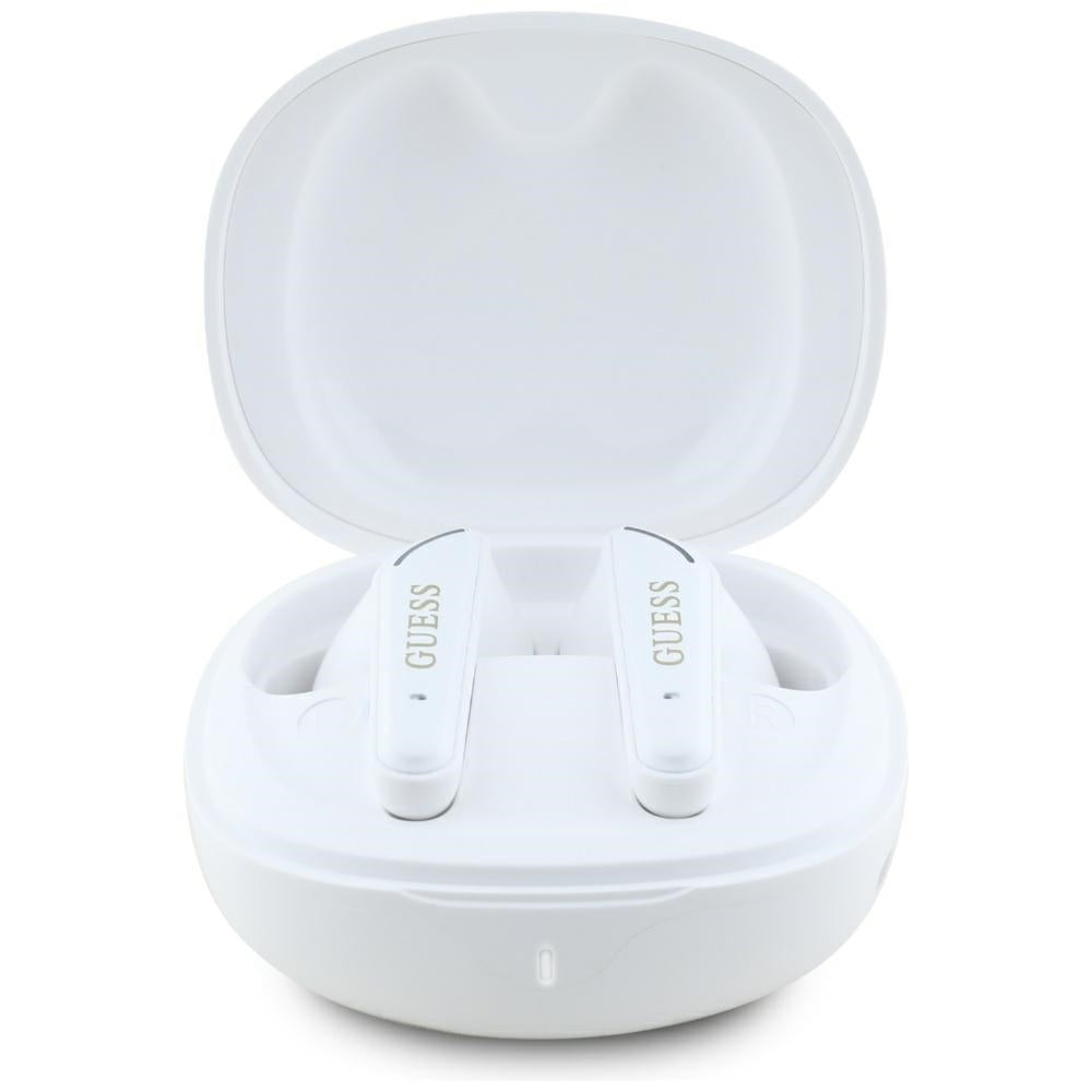 Handsfree Bluetooth Guess Flat Classic Logo Electroplated, TWS, Blanc
